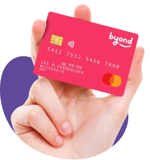 Hand holding a bYond card